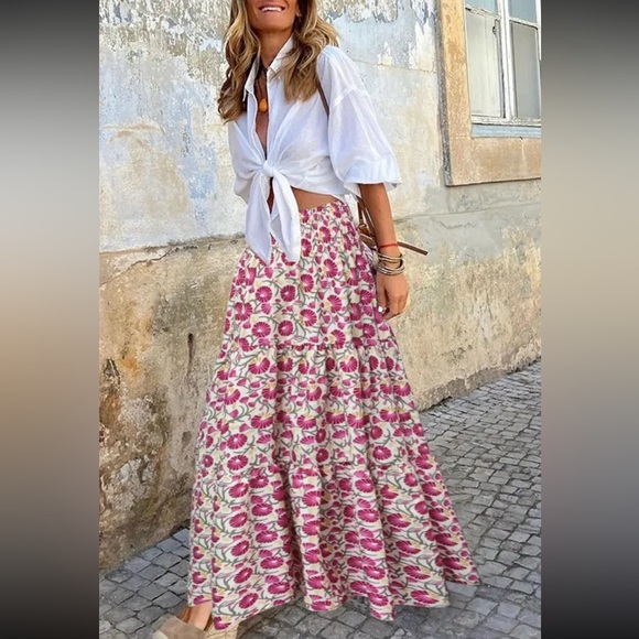 Boho high waisted maxi skirt - Picture 4 of 6